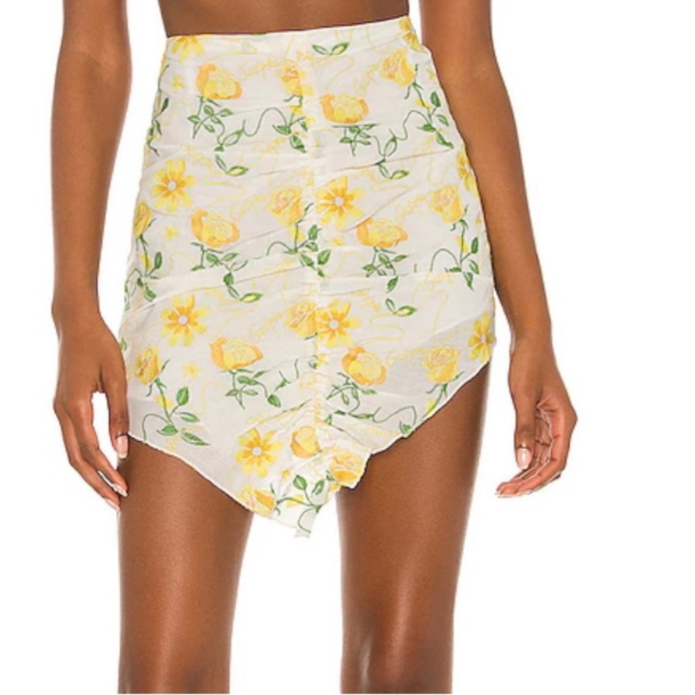 GUIZIO Linen Embroidered Mini Skirt